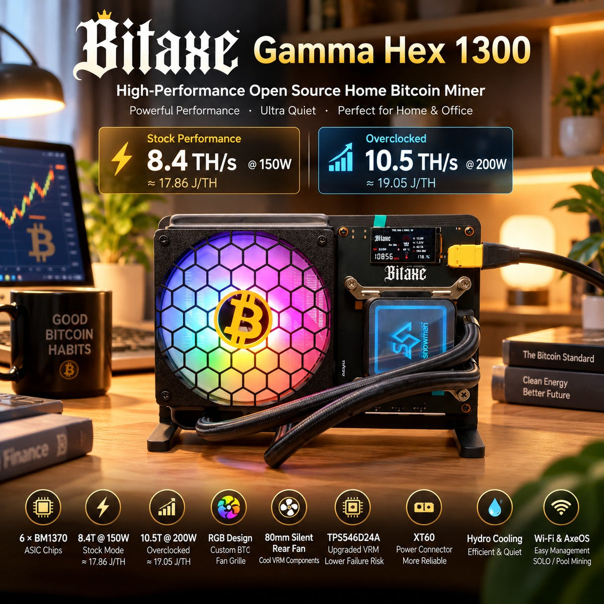 Bitaxe Gamma Hex 1300 – 8.4 TH/s Open-Source Bitcoin Miner