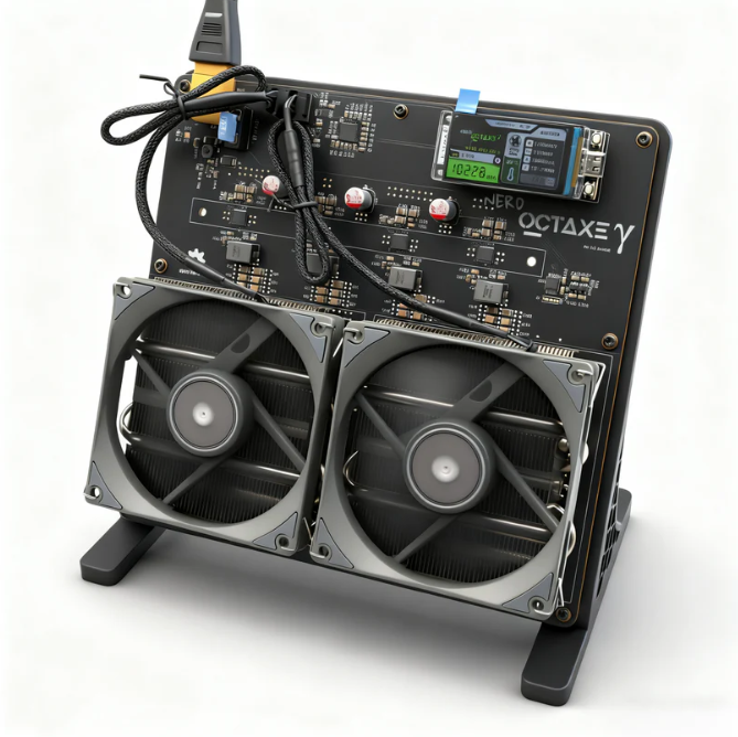 NerdOCTaxe Solo Bitcoin Miner by Solo Bit Mining Australia, featuring a compact design and cooling vents for optimal performance.